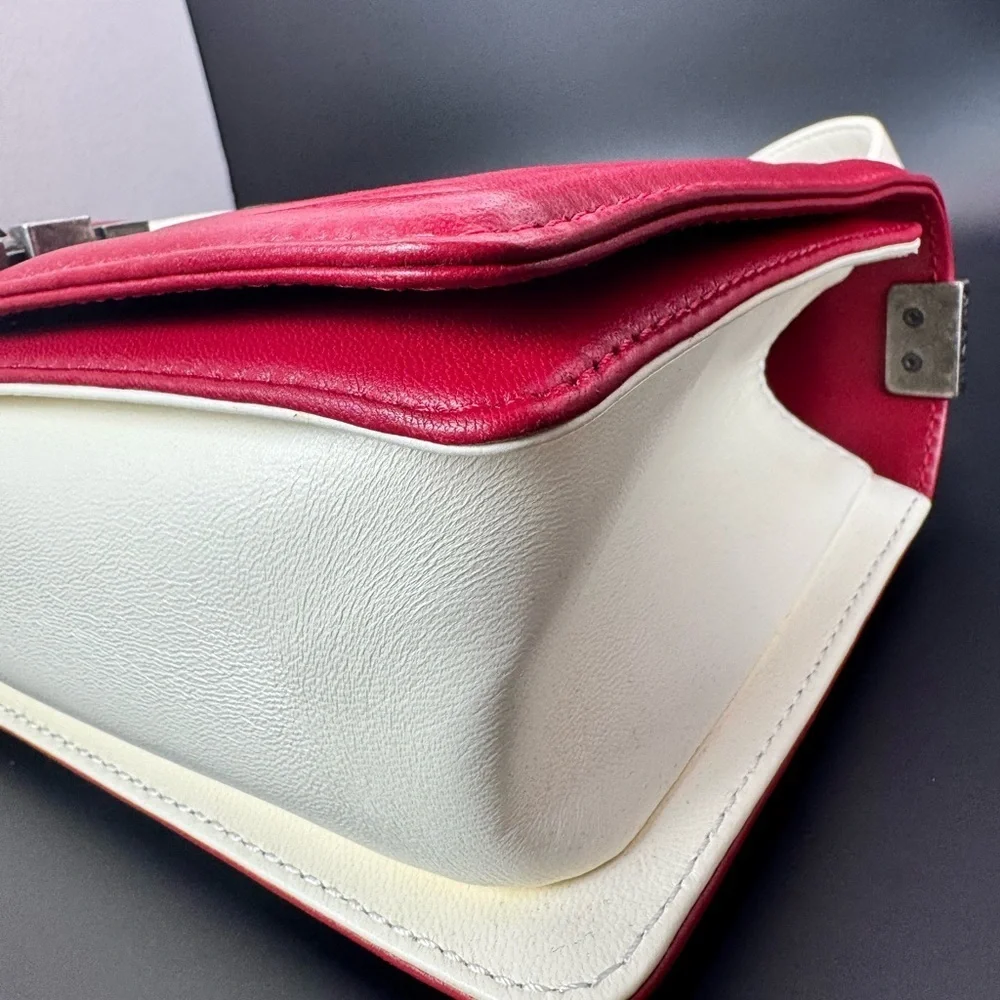 Authentic Chanel Medium Boy Bag – Rare Red & White Quilted Leather